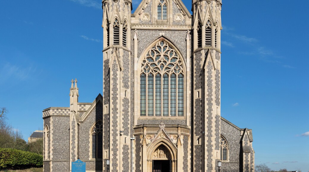 The exterior of Sacred Heart RC Church, Wimbledon, London.