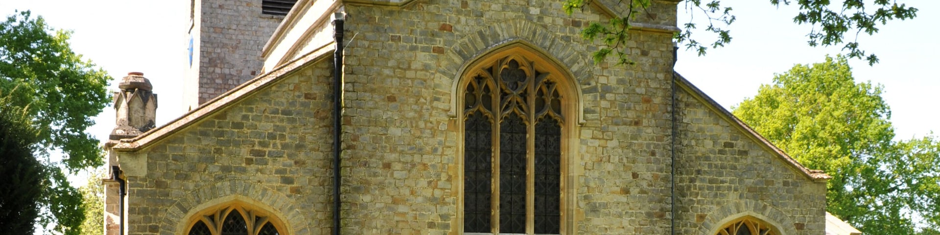 St Michael and All Angels church, Pirbright from the east May 2015. NB the title is incorrect saying it is from the west