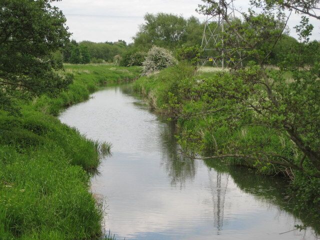 River Wey at Cartbridge. Viewed looking downstream from the footbridge crossing near 817513.