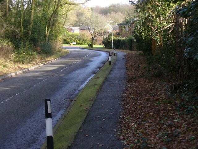 Chobham Road Rural-urban fringe here with suburban Knaphill to the right and green belt to the left (between Bisley and Woking).