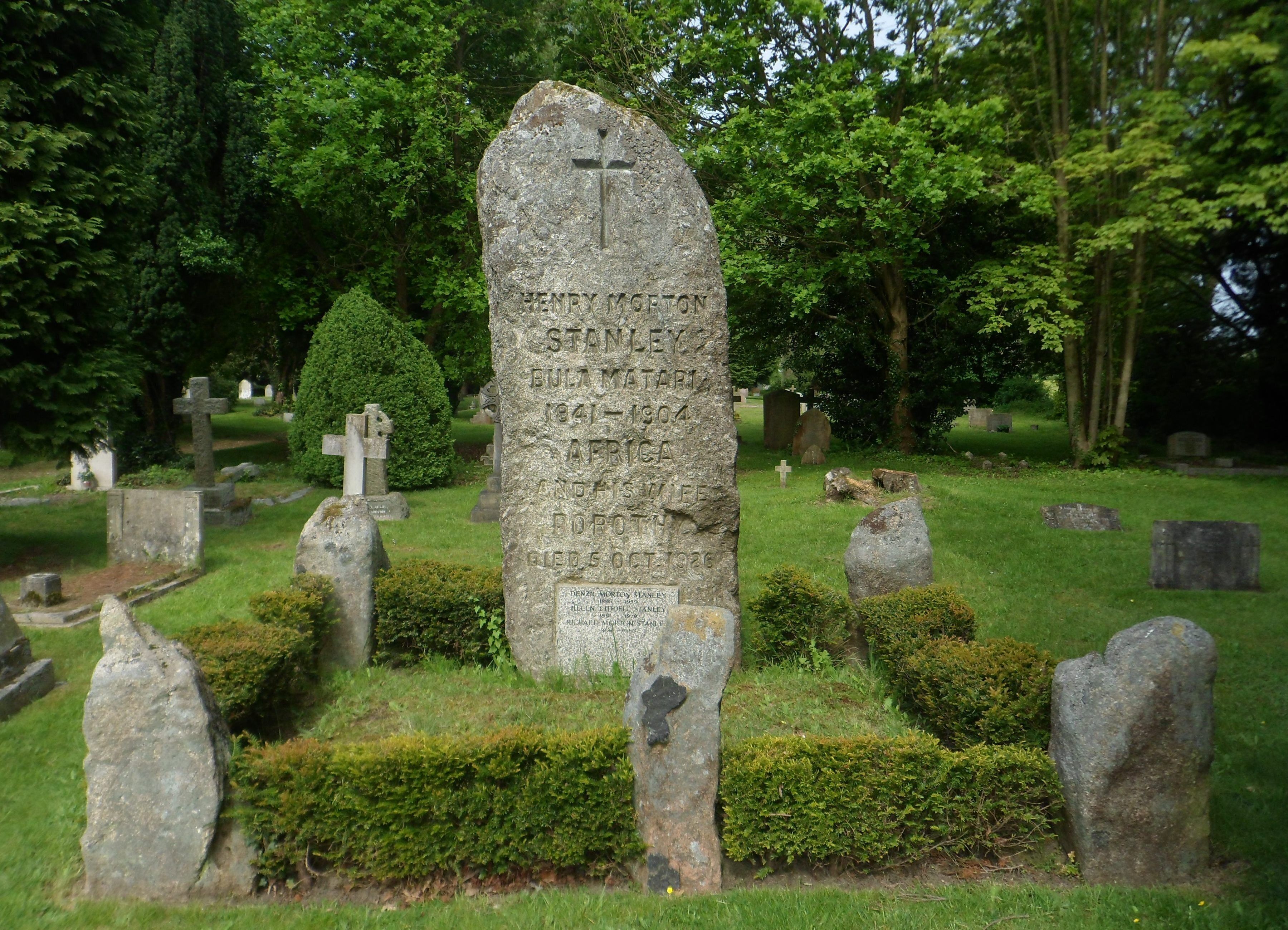 Grave of Henry Morton Stanley at St Michael and All Angels Church, Church Lane, Pirbright, Borough of Guildford, Surrey, England.