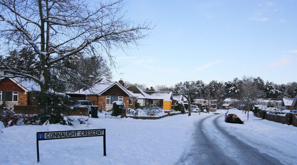 Connaught Crescent, Brookwood Connaught Crescent, a close of 1960's built bungalows and semis.