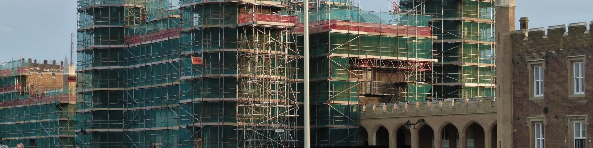 View from the northwest of the former Royal Military Academy in Woolwich, South East London. The historic buildings are being restored and converted into apartments.
