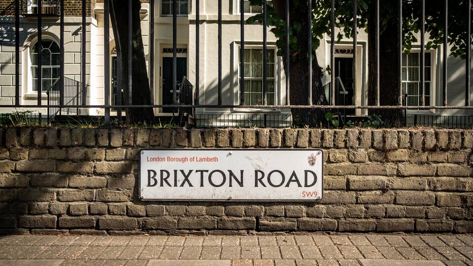 A street sign for Brixton Road in the London Borough of Lambeth.