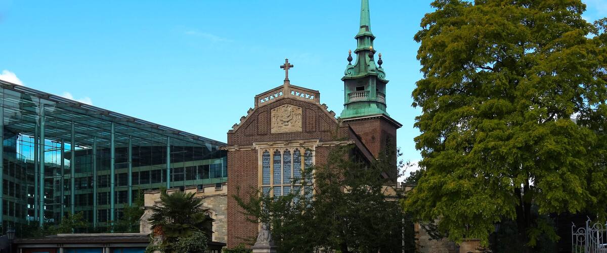 Historic All Hallows-by-the-Tower or St. Mary the Virgin or All Hallows Barking - an ancient Anglican church on Byward Street in City of London.