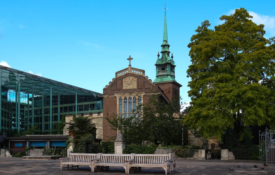 Historic All Hallows-by-the-Tower or St. Mary the Virgin or All Hallows Barking - an ancient Anglican church on Byward Street in City of London.