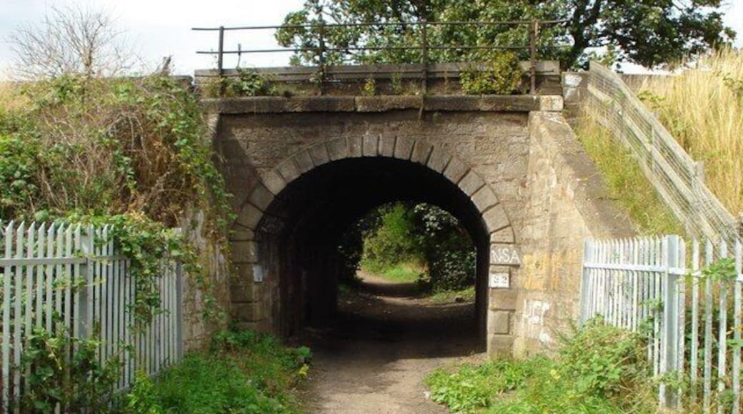 Railway bridge near Wallyford This bridge carries the East Coast main line over East Lothian's Core Path 170 near the new housing estate at Barbachlaw.