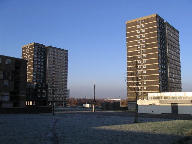 Towerblocks at Sighthill Hermiston and Weir Courts, two of a group of sixties tower blocks on the western outskirts of Edinburgh.