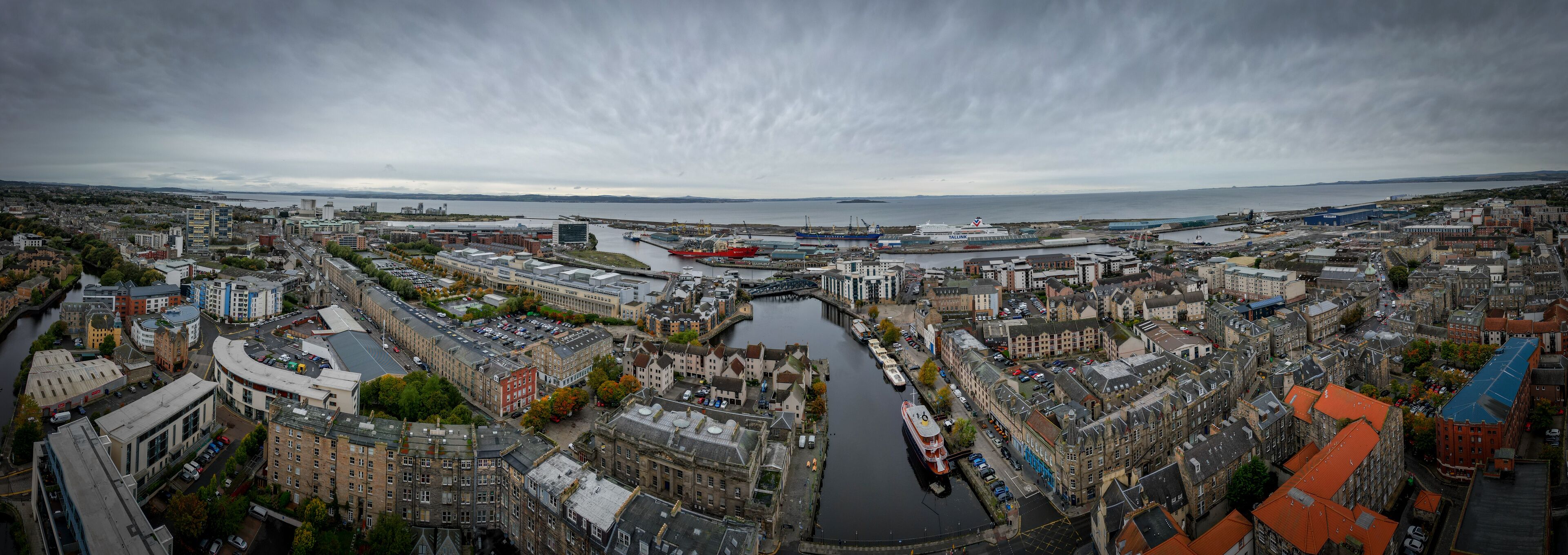 Panoramic view over Leith in Edinburgh from above - travel photography