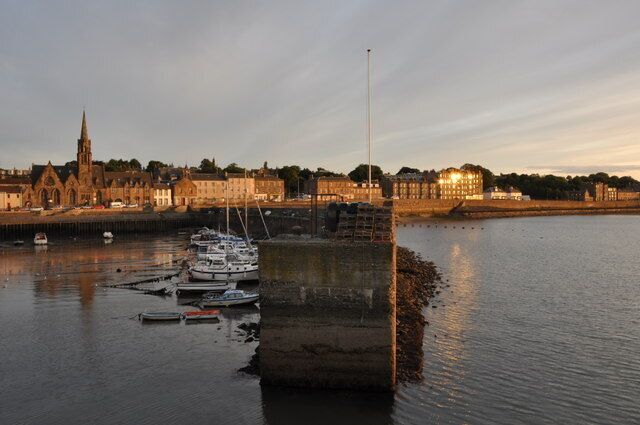 Newhaven Harbour Looking south to Pier Place from the lighthouse at Newhaven at sunset