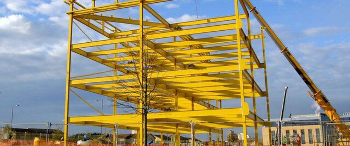 Yellow Steel A Morrison's supermarket development adjacent the new Telford College. Steel frame I believe by Bone.