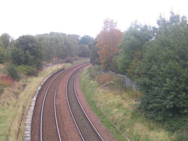Duddingston Station Looking north-east along the Edinburgh Suburban Railway, from the bridge over on Duddingston Road West, with the remains of a platform visible on the northern track.