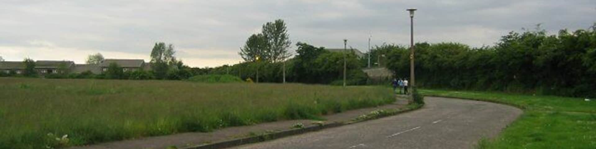 Former housing estate, Greendykes. The current map has this as houses. Housing stock in Niddrie was very poor and it seems that much of the area has been levelled. There are lots of new Scandinavian looking blocks of flats in some parts. No doubt this "field" will be built upon soon. (There are new houses behind the camera.)