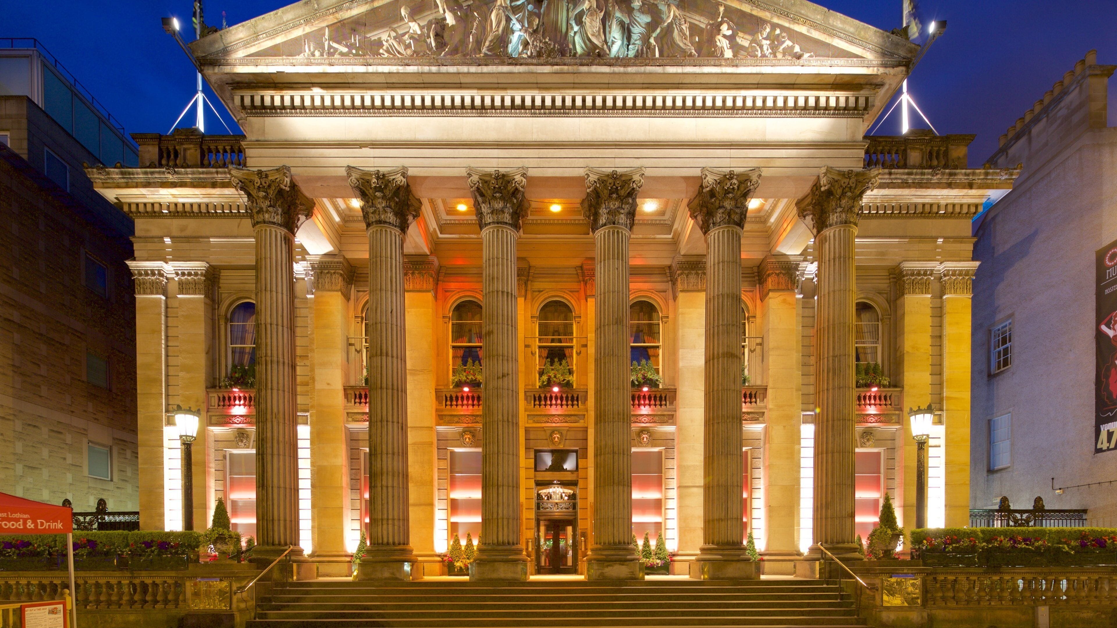 Edinburgh featuring night scenes and heritage architecture