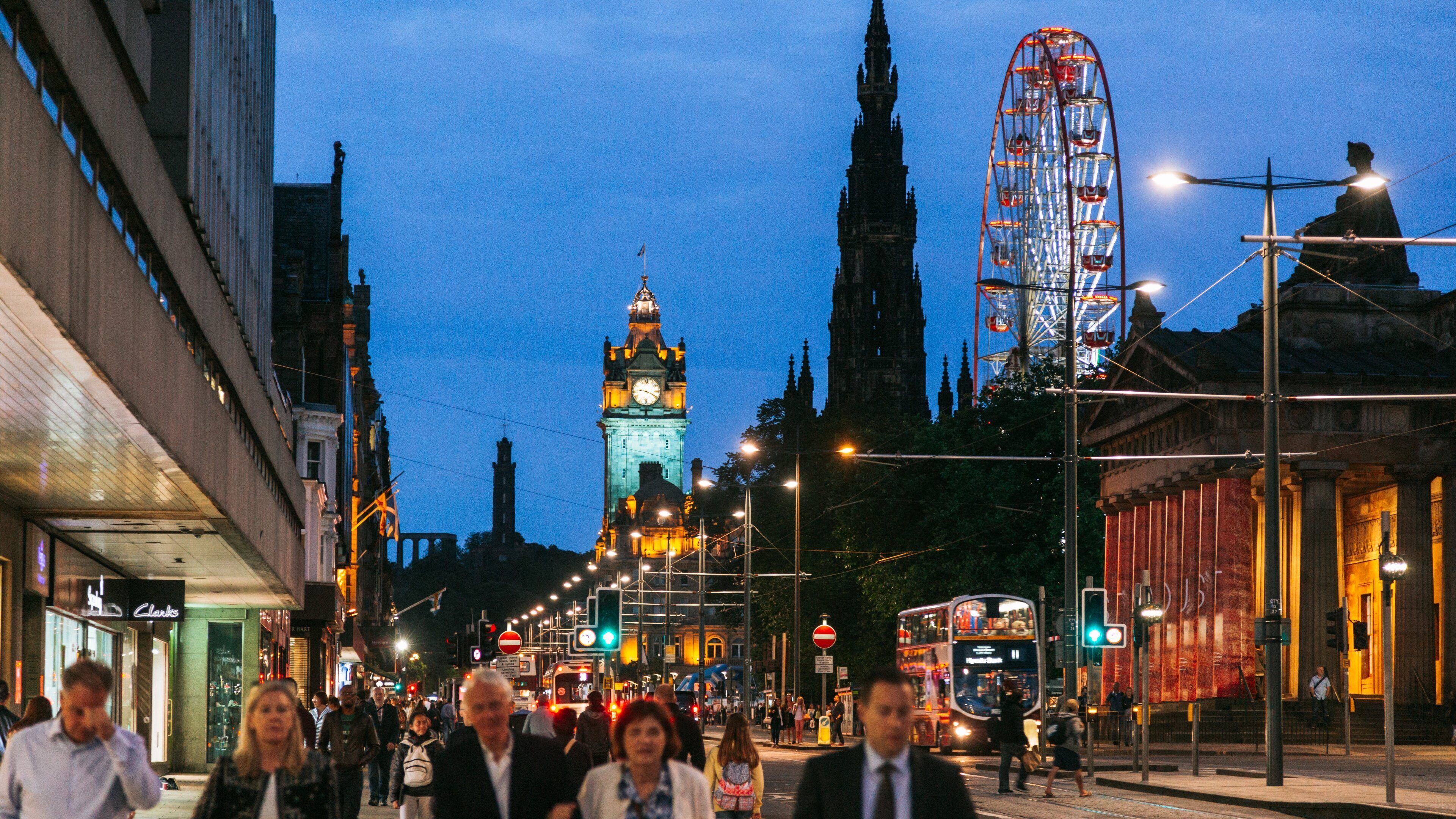 New Town which includes night scenes, a city and heritage architecture