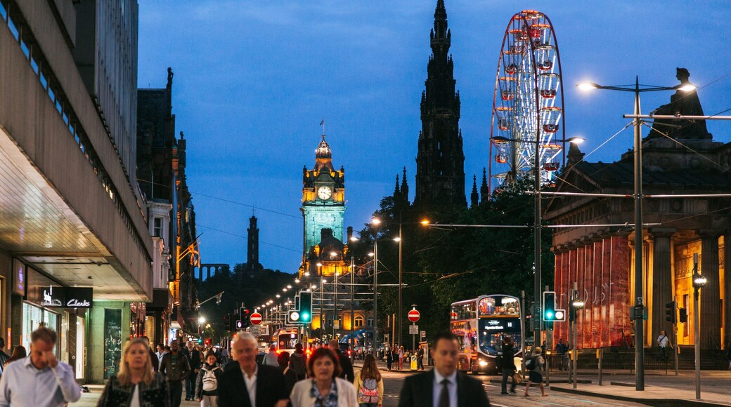 New Town which includes night scenes, a city and heritage architecture