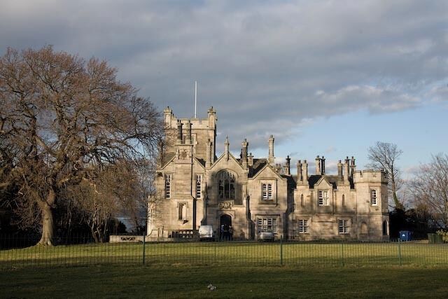 Stately Scottish Castle Castle on the Forth Estuary. Opposite Silverknowes Caravan Park.