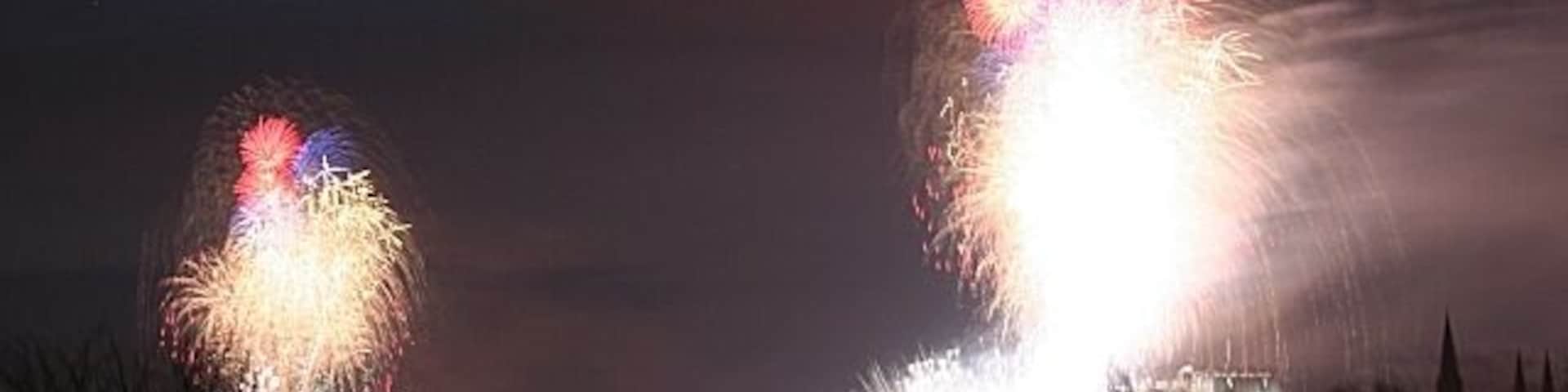 Welcoming the New Year 2010 The firework display at midnight over the city of Edinburgh. On the left is, I think, the display on Calton Hill, and on the right the Castle.