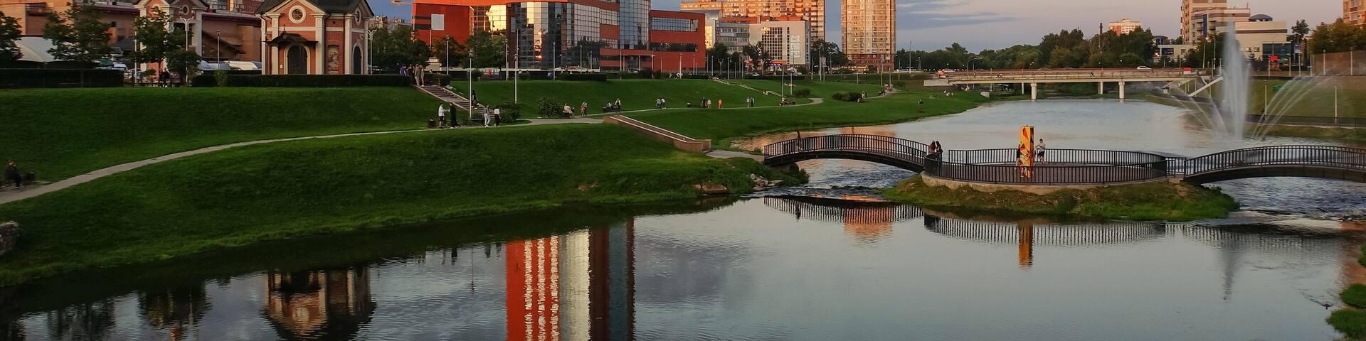 Park sundial. On the river Klyazmi. Shchyolkovo, Moscow Oblast, Russia.