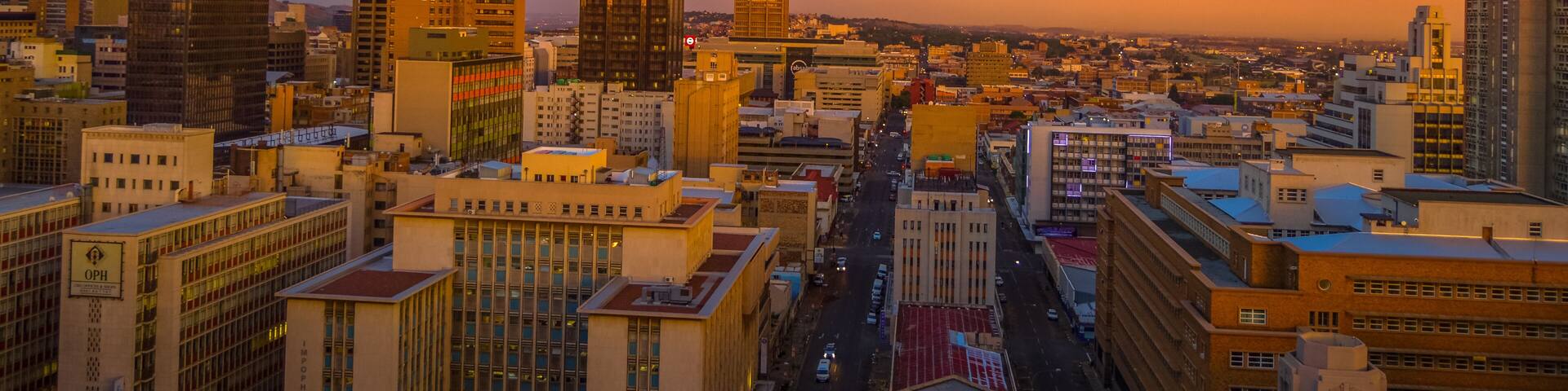 Johannesburg city skyline and hisgh rise towers and buildings