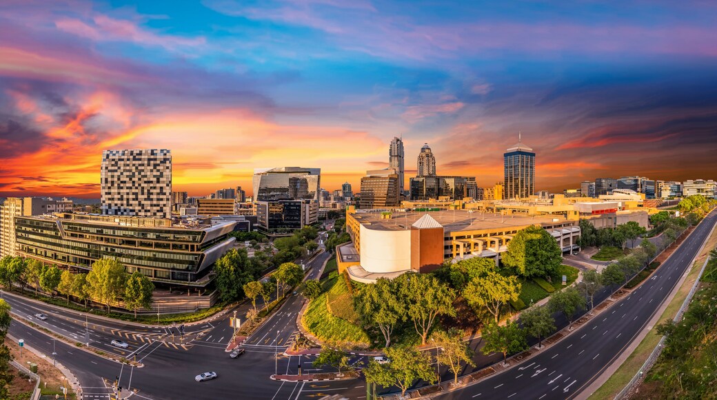 Sandton city at dusk sunset twilight colourful sky
