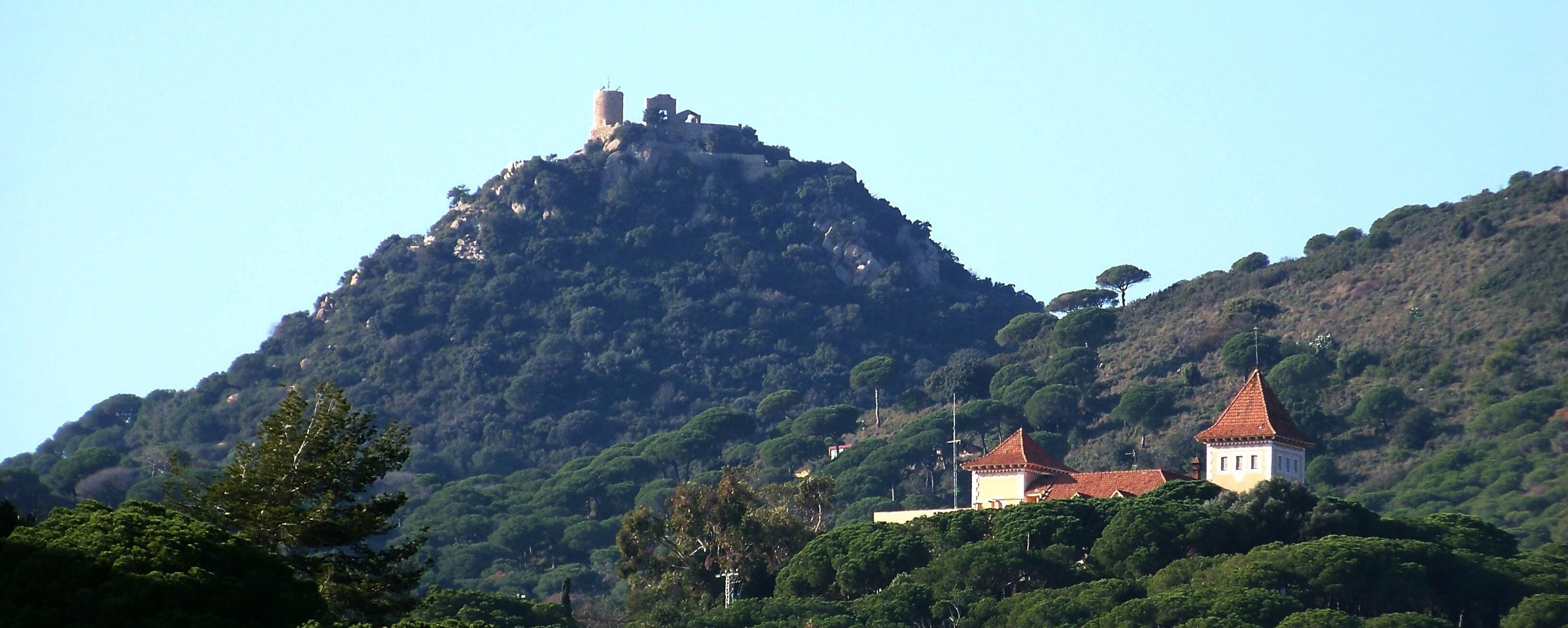 A hilltop with a castle and a church.
