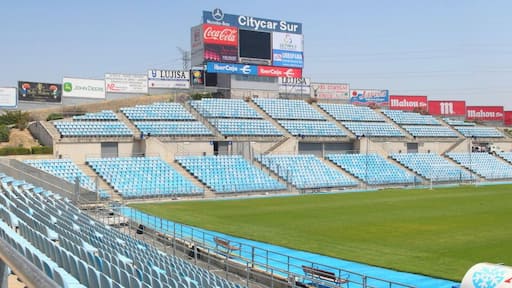 Panorámica del Coliseum Alfonso Perez, estadio del Getafe C.F. S.A.D. Inaugurado oficialmente el 02 de septiembre de 1998 aunque la fecha de estreno fue el día 30 de agosto de 1998 en la primera jornada de liga en 2ª división B.