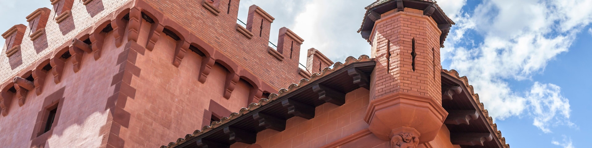 Artistic architecture,Can Modolell,ancient fortified defense tower.Viladecans,Catalonia,Spain.