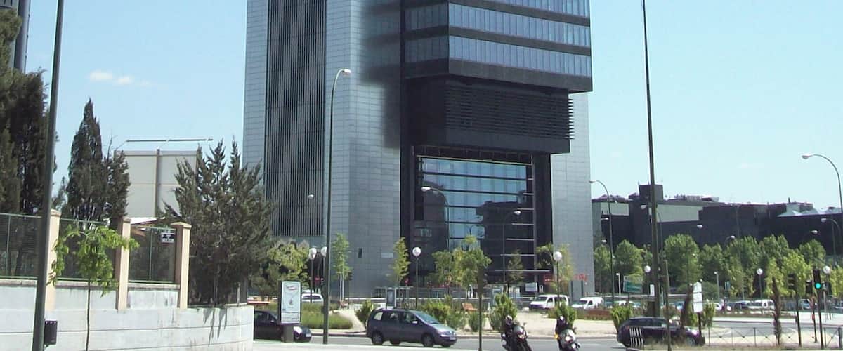 View, from the south-west angle, of Torre Caja Madrid, in Cuatro Torres Business Area (Madrid, Spain).