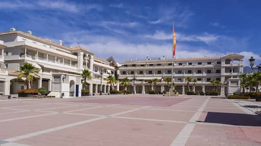 Plaza de España with historic Museum, Nerja, Málaga province, Costa del Sol, Andalucía, Spain, Europe