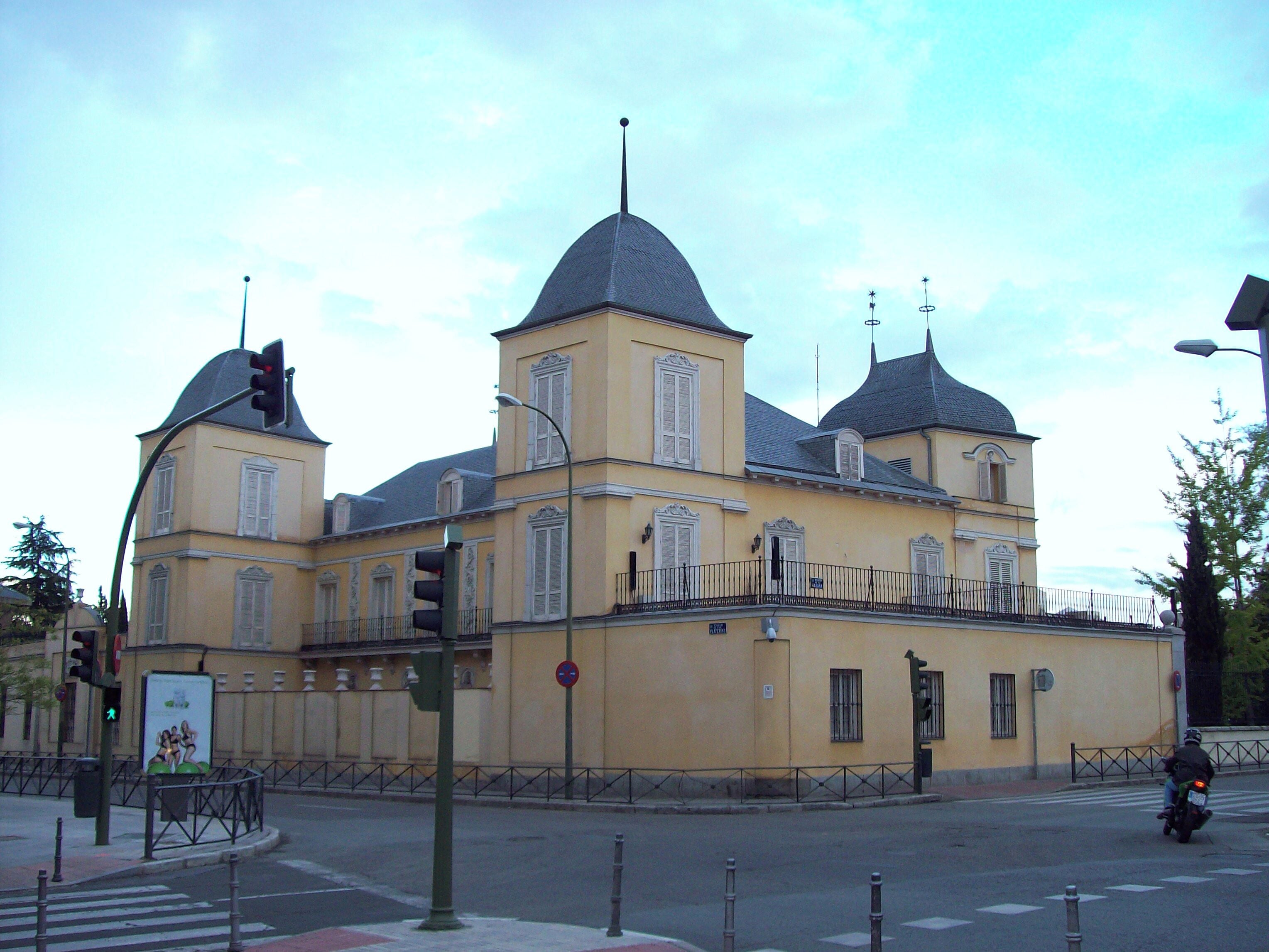 Façade of Gilhou Palace, at 2 Calle de Platerías (street) in Chamartín district in Madrid (Spain). It was built in the middle of the 19th century for French financier and industrialist Louis Guilhou Rives. Nowadays it belongs to O.N.C.E..