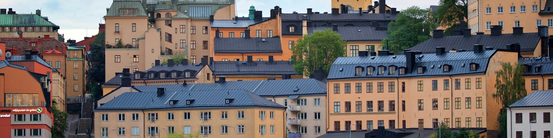 Sodermalm showing a city and a river or creek