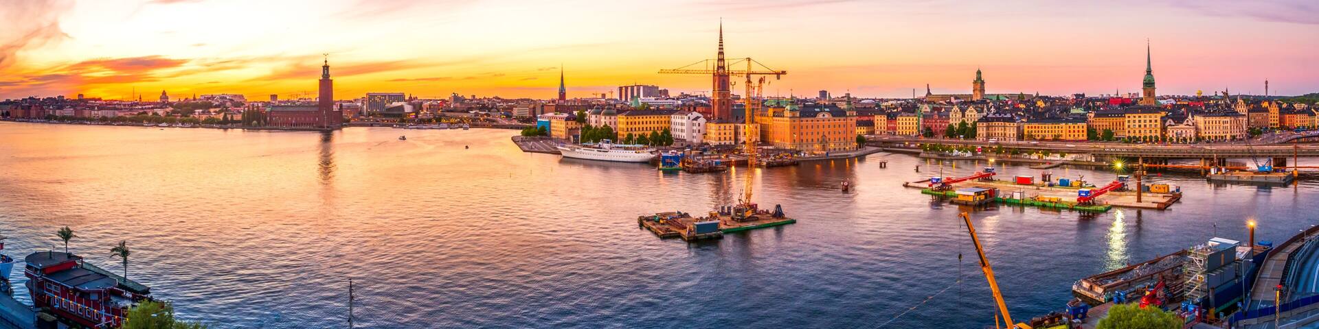 Blick von Monteliusvägen über die Stadt Stockholm, Schweden