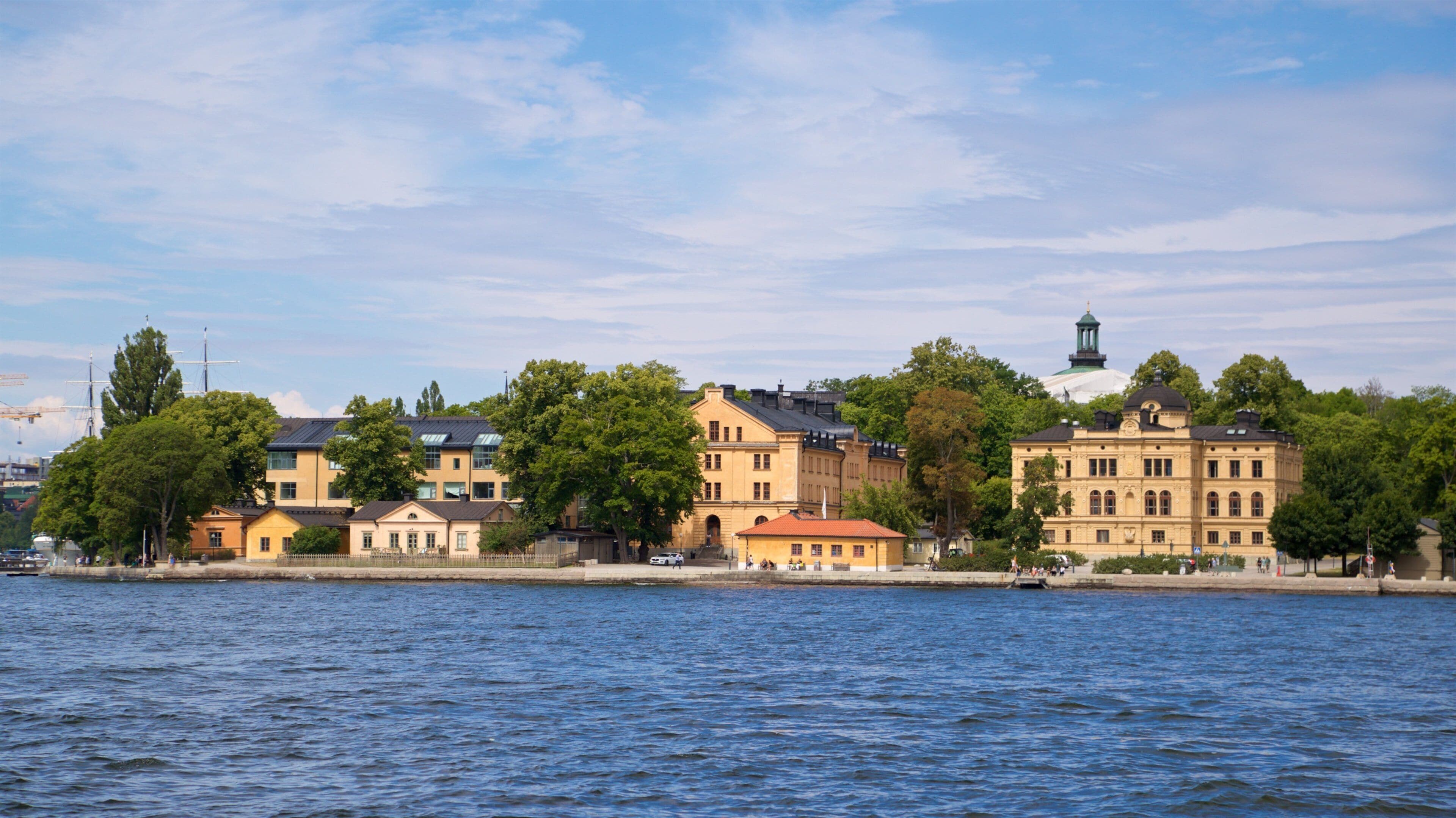 Skeppsholmen which includes a lake or waterhole and a small town or village
