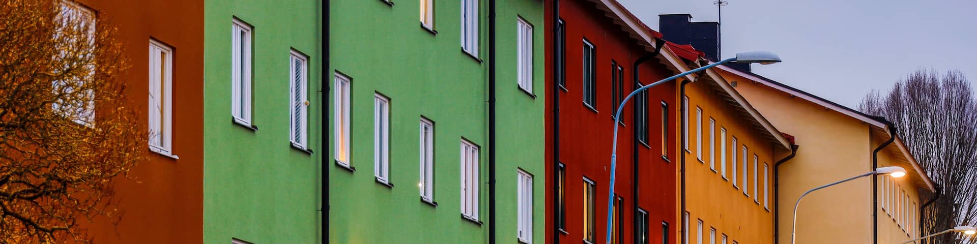Stockholm, Sweden A picturesque street in the Hagersten neighborhood called Junkergatan.