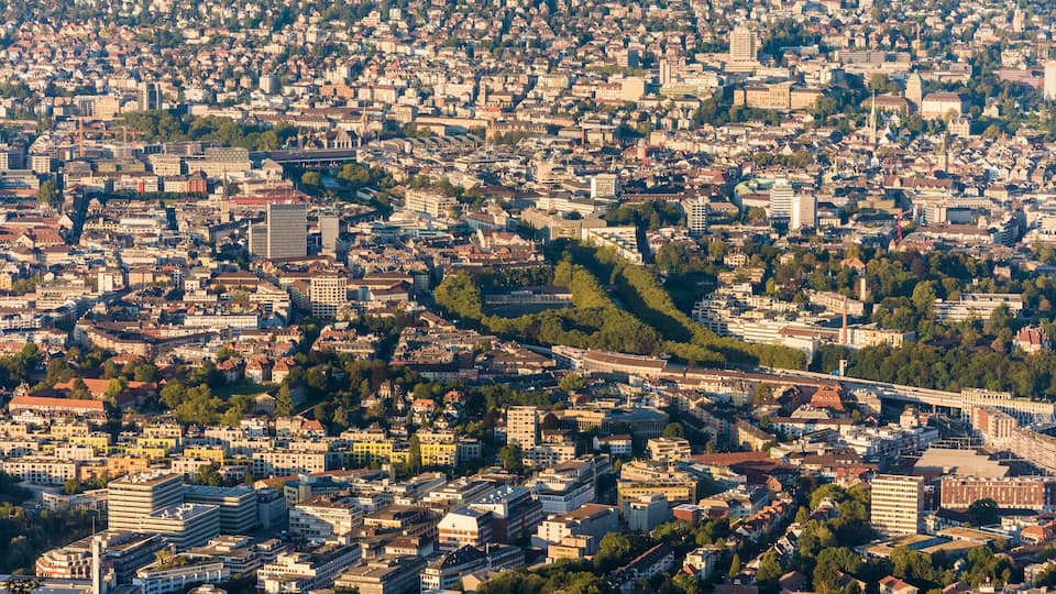 Switzerland, Canton of Zurich, Zurich, City center seen from Uetliberg
