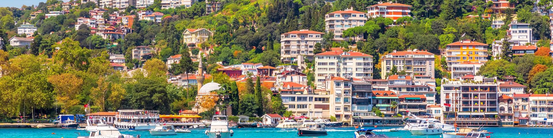 Bebek district of Istanbul, beautiful houses on the coast of the Bosphorus strait