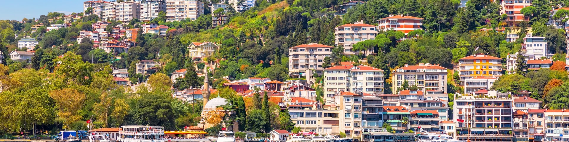 Bebek district of Istanbul, beautiful houses on the coast of the Bosphorus strait