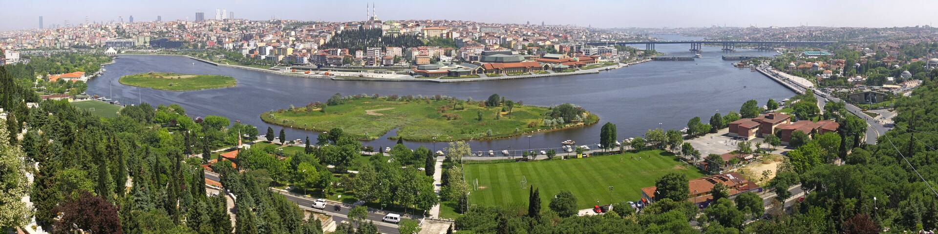 Istanbul city, Turkey. Panoramic view of Golden Horn