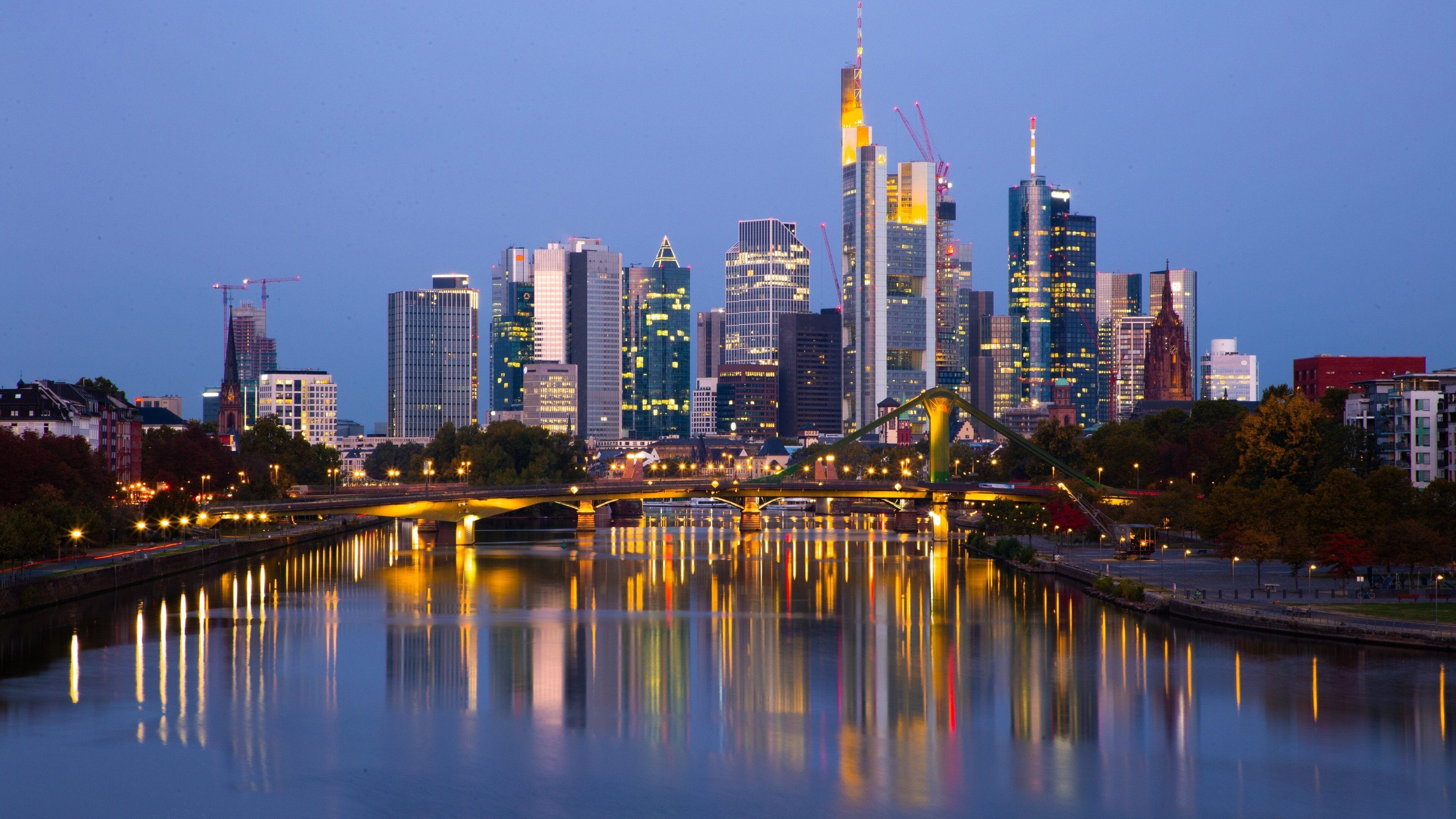 Frankfurt featuring a city, a river or creek and night scenes
