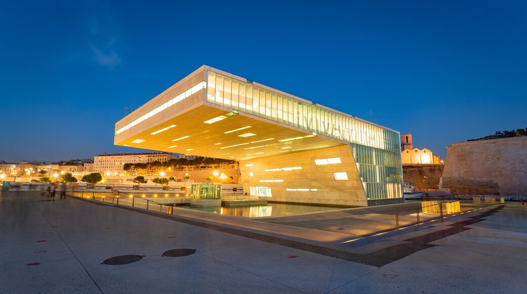 Marseille featuring night scenes and modern architecture