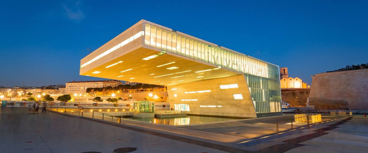 Marseille featuring night scenes and modern architecture