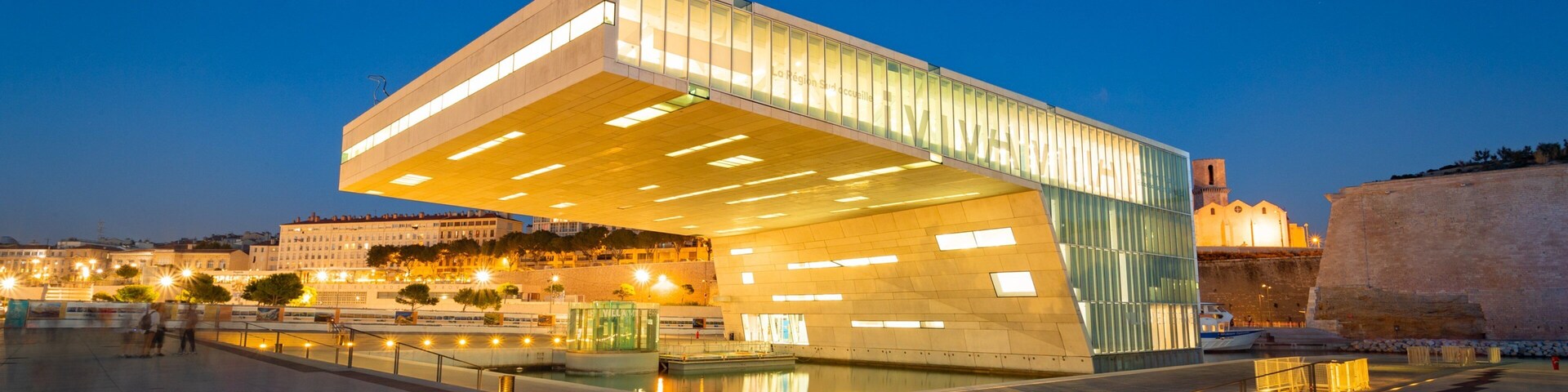 Marseille featuring night scenes and modern architecture