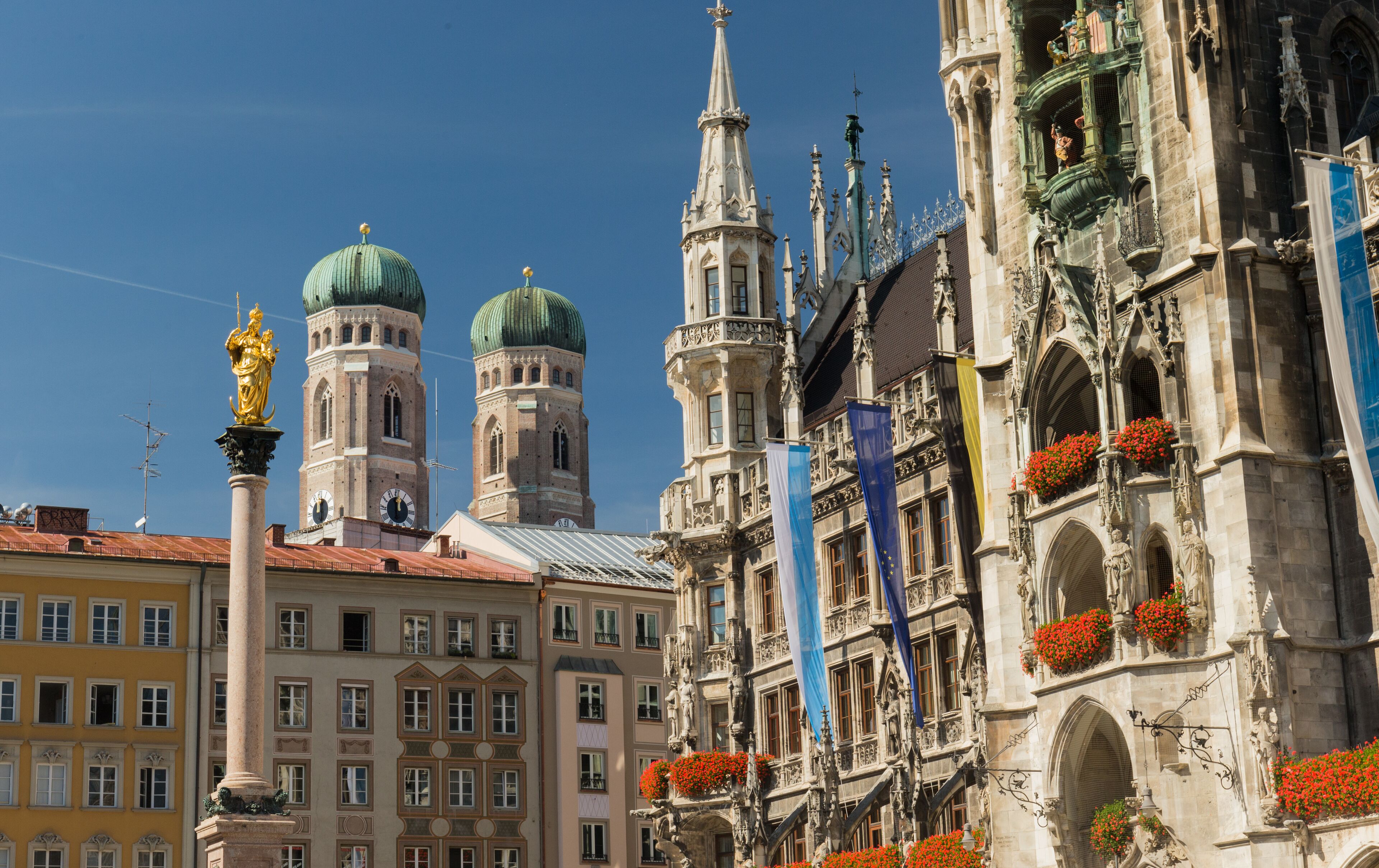 The main square in Munich, with the most important landmark of the bavarian capital.; Shutterstock ID 316348505