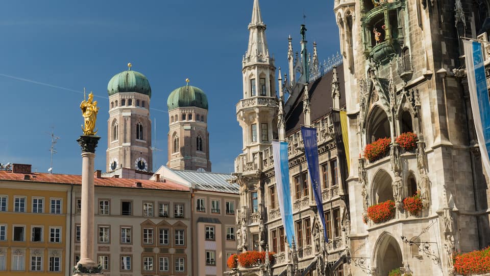 The main square in Munich, with the most important landmark of the bavarian capital.; Shutterstock ID 316348505