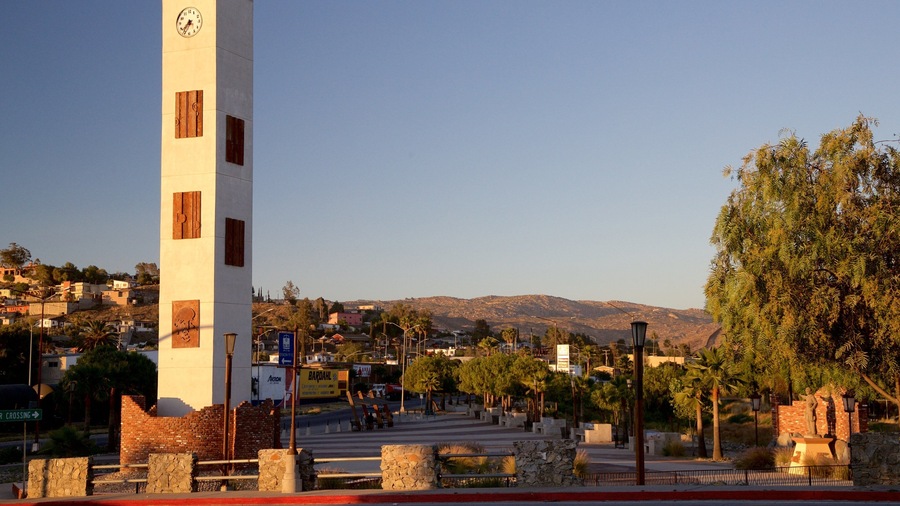 Tecate featuring a sunset, a monument and a square or plaza