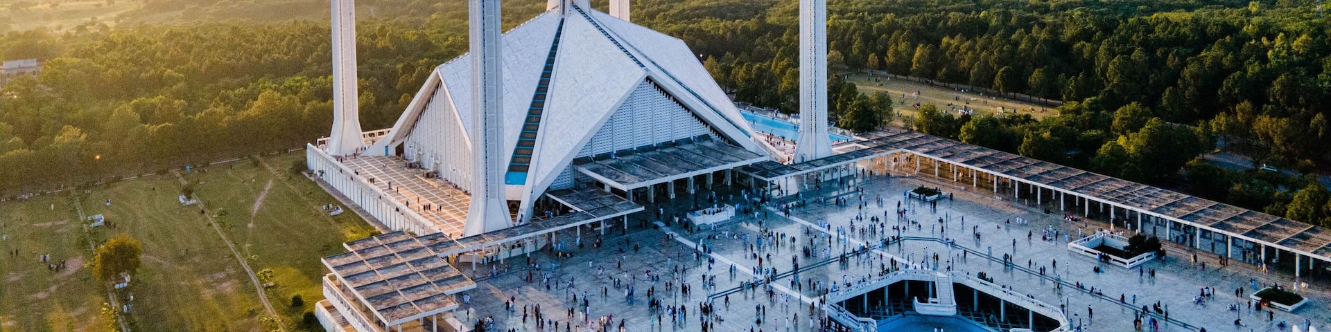 The Faisal Mosque is a mosque located in Islamabad, Pakistan. It is the sixth-largest mosque in the world and the largest within South Asia, located on the foothills of Margalla Hills in Pakistan