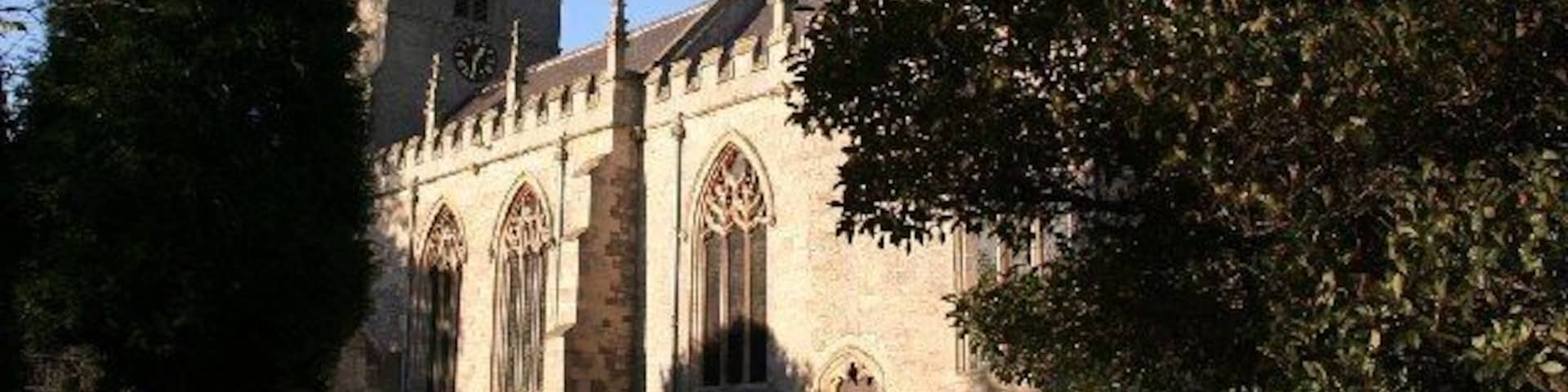 St.Bartholomew's church, Sutton-cum-Lound. Perpendicular tower and nave, Early English arcade, a re-set Norman chancel arch and some of the best Decorated gothic windows in the chancel!