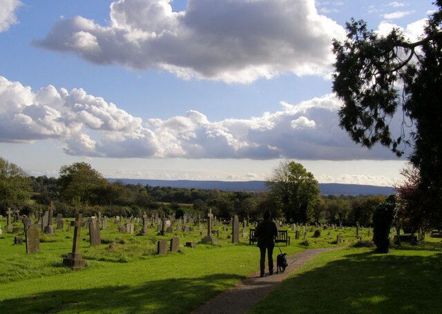 Cuckfield Churchyard With the South Downs on the horizon.
