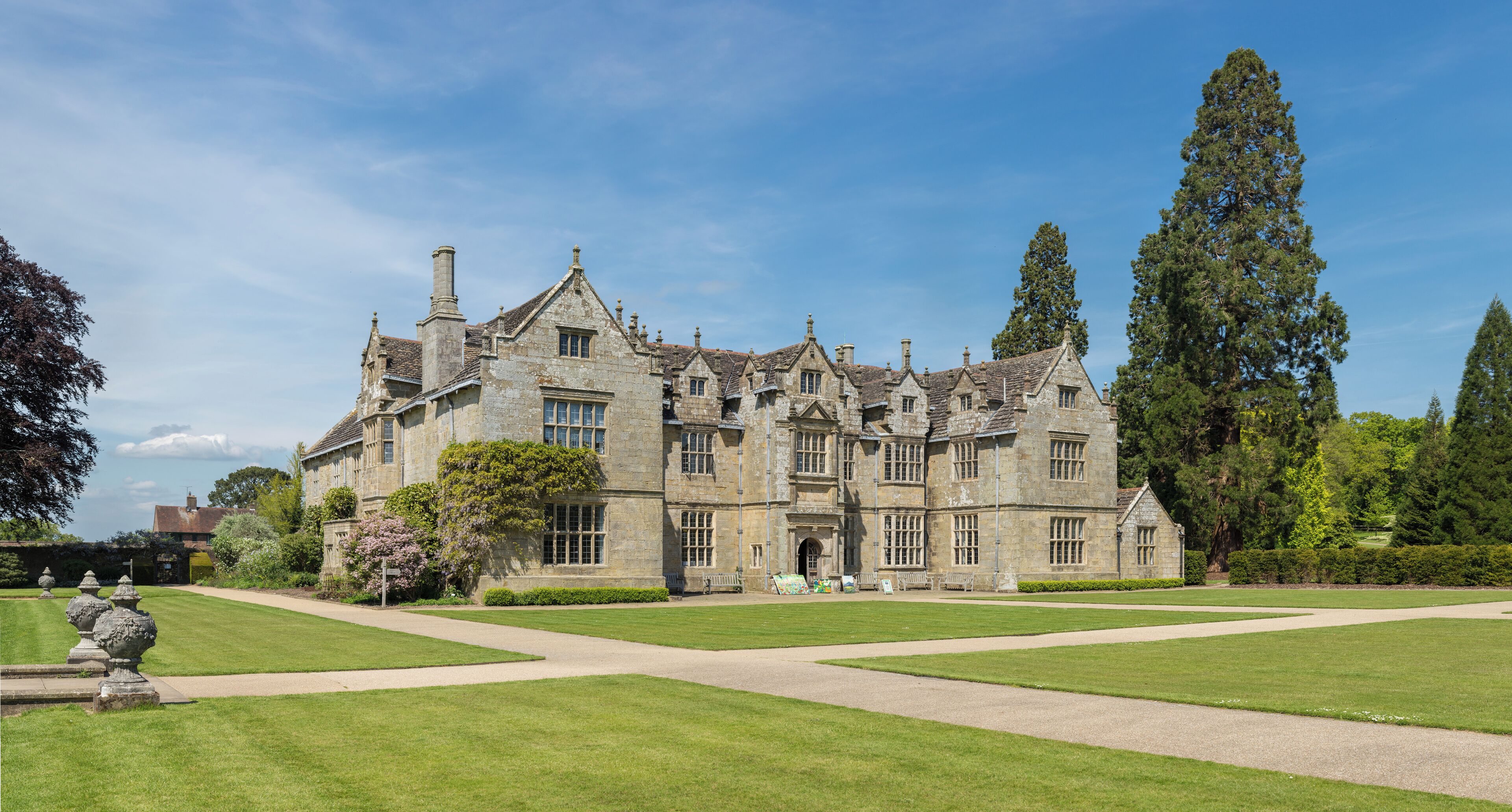 Wakehurst Place Mansion viewed from the south west, in West Sussex, England.